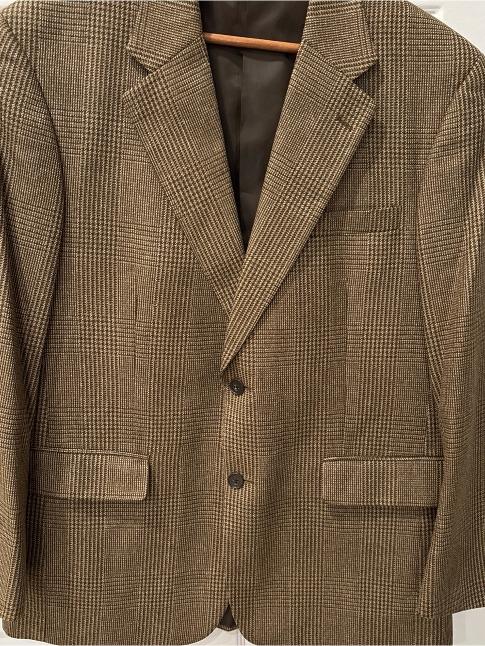 Club Room Men's 42R Silk Wool Sport Coat Pantex Brown Glen Plaid
